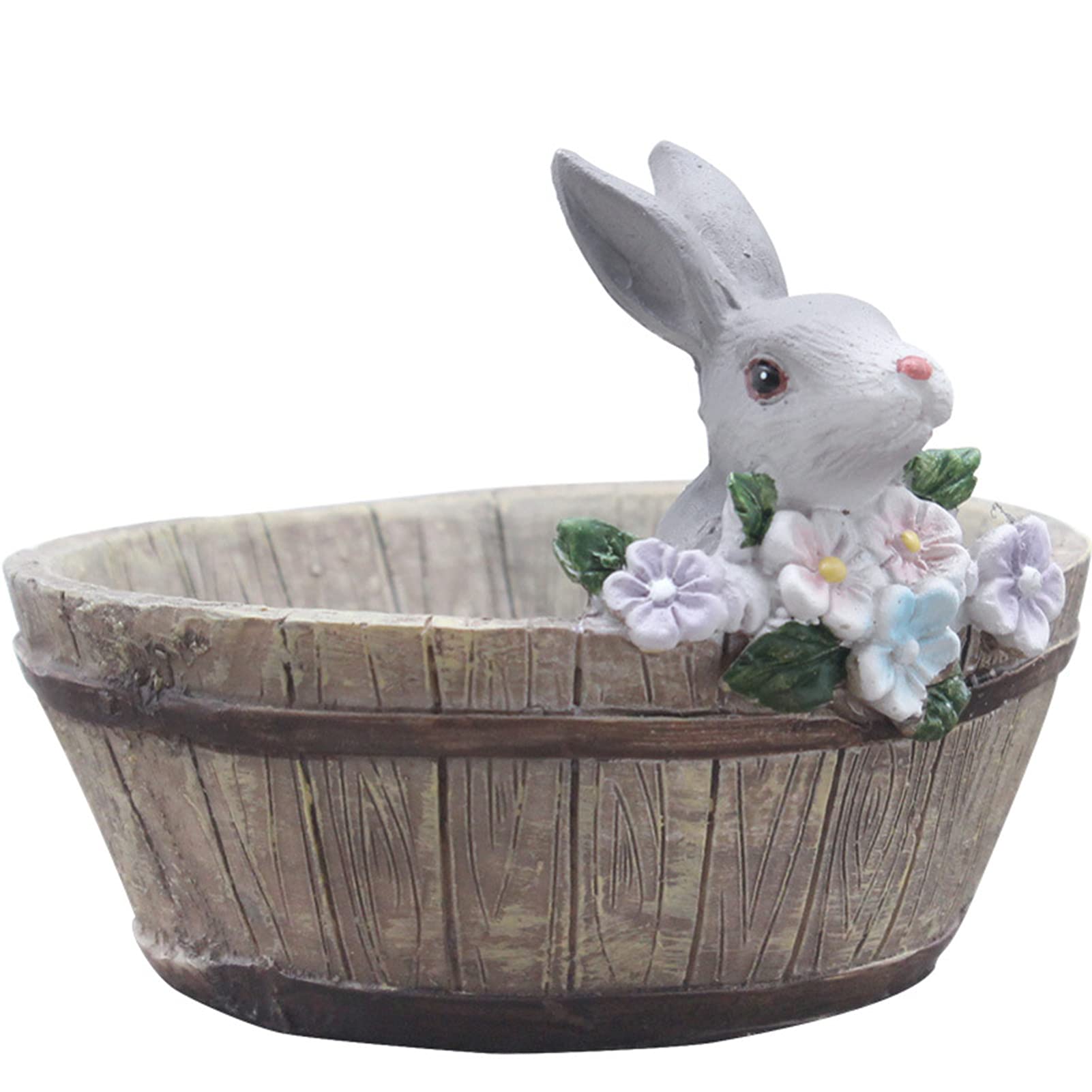 Statue de jardin lapin anti-fissure pour plantes et extérieur durable