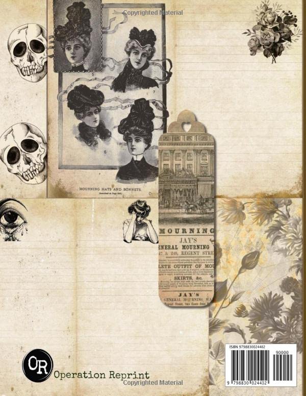 Momento Mori Junk Journal Pages and Ephemera: Kit In Matte Finish Includes 42 Unique Sepia Color Papers For Scrapbooking and Collage image 3