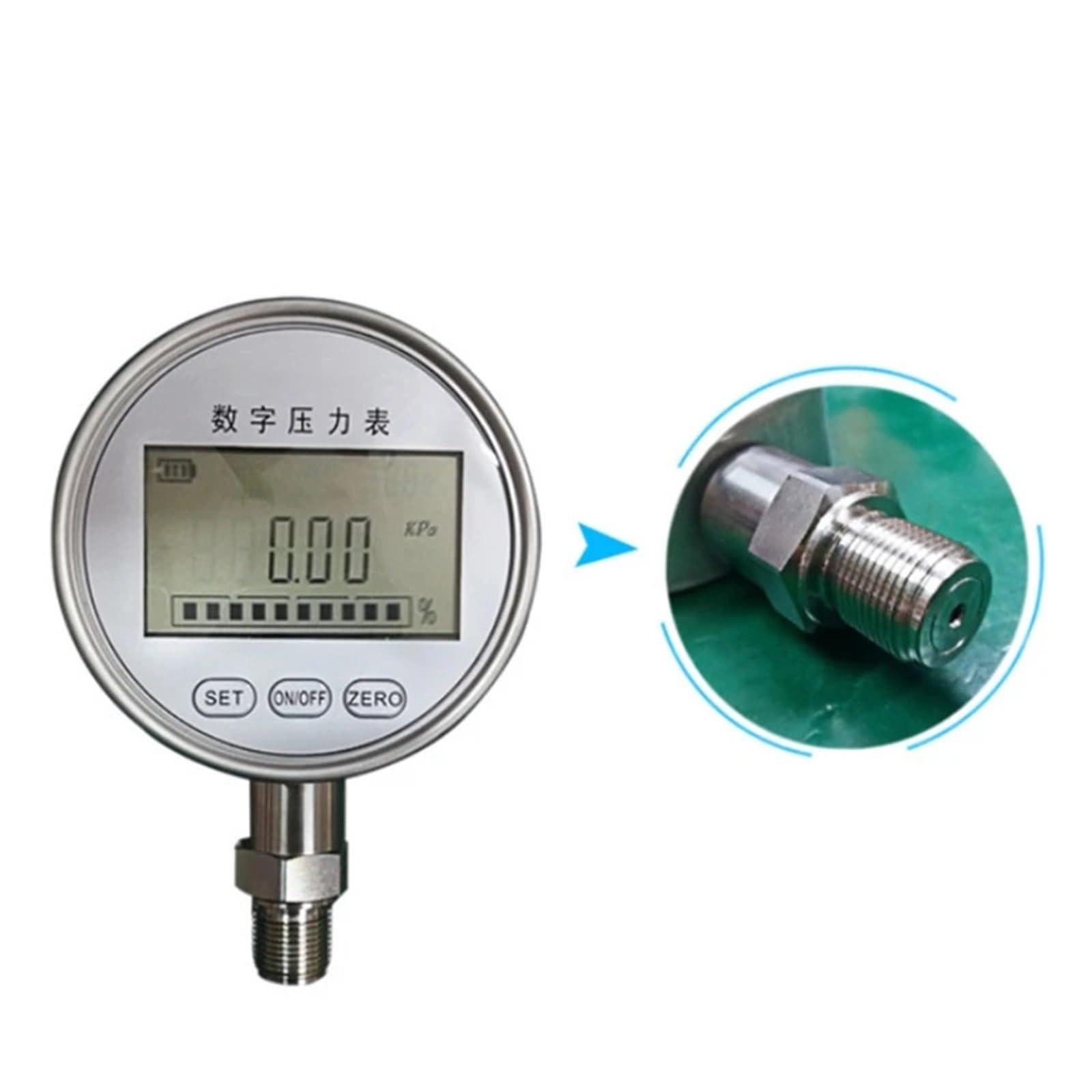 Manometro per Vuoto e manometro per Acqua Manometro Idraulico Digitale in Acciaio Inossidabile IP65 0-10/0-20/0-30/0-40Kpa con connettore M20x1,5 Tester a Basso consumo(0 40kpa)
