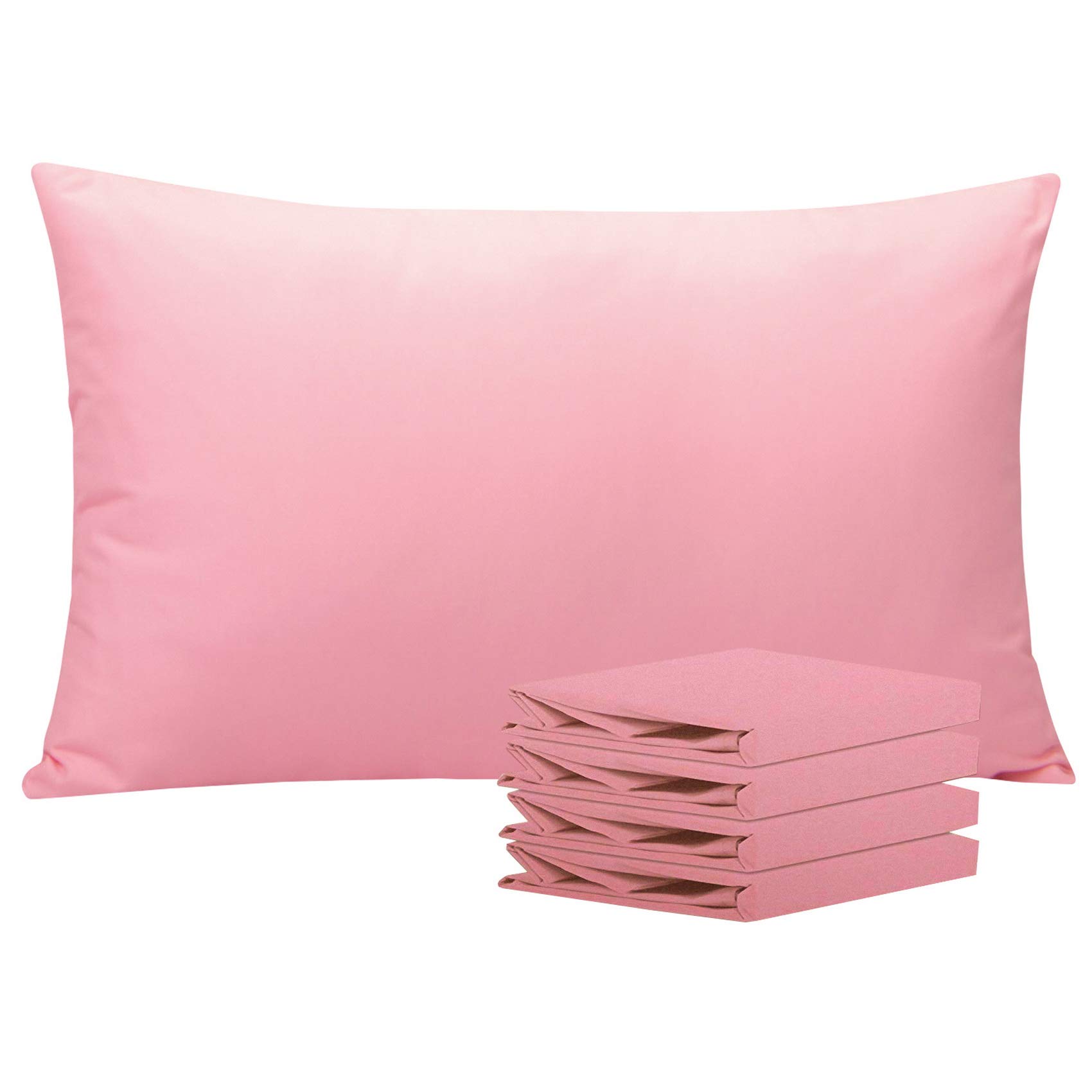 NTBAY Queen Pillowcase Set - 4 Pack Brushed Microfiber 20x30 Pillowcases - Soft, Wrinkle-Free, Fade-Resistant, Stain-Resistant, Pink Pillowcases with Envelope Closure - 20x30 Inches, Pink