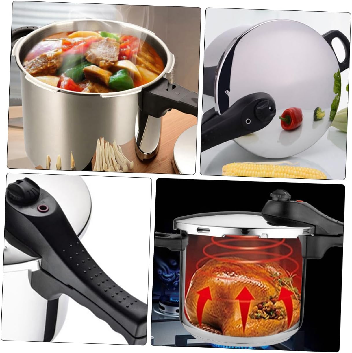 Kitchen Pressure Cooker with Seal Ergonomic Heat-insulated Handle for Induction and Gas Stoves Asa Standard Stainless Steel