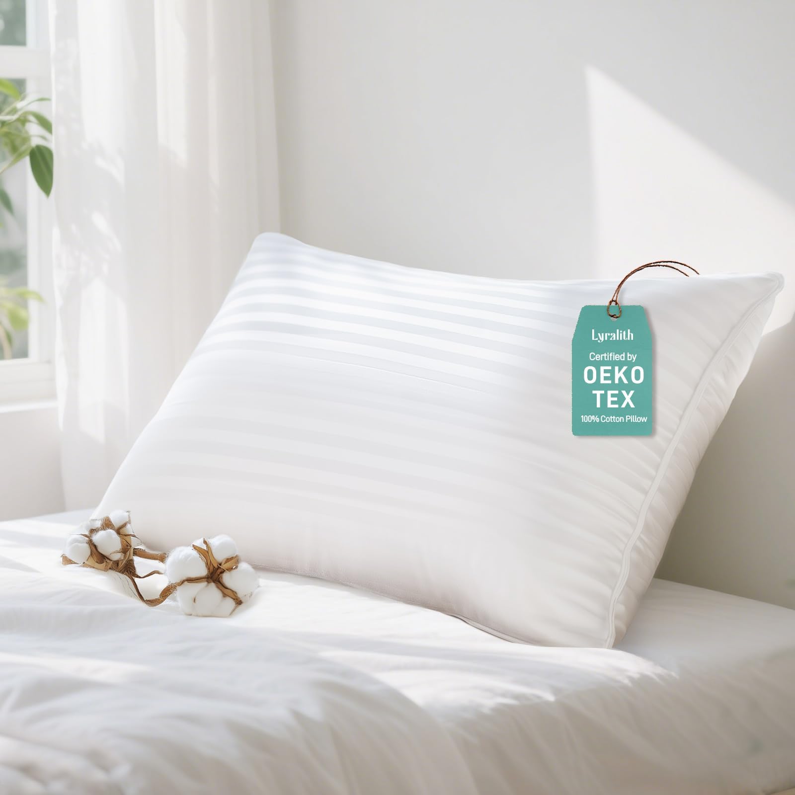 Hypoallergenic Cotton Cover with Down Alternative Pillow King Size Luxury Hotel Quality Ideal for Side Back and Stomach