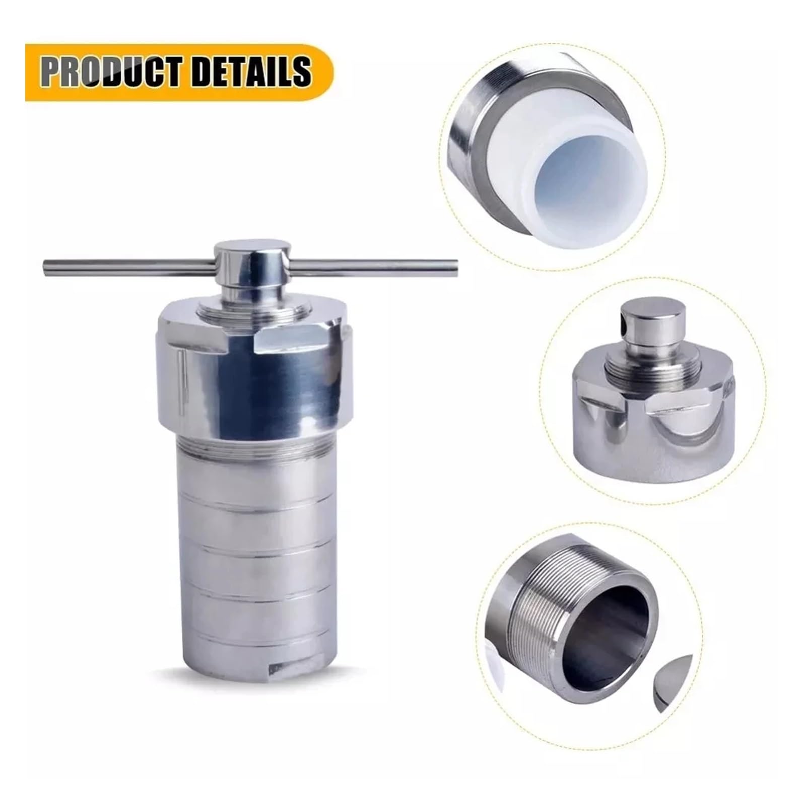Gefäßkessel Hydrothermaler Autoklavreaktor mit PTFE-Kammer Hydrothermale Synthese 25 ml Einfach zu bedienen für Anfänger und Profis
