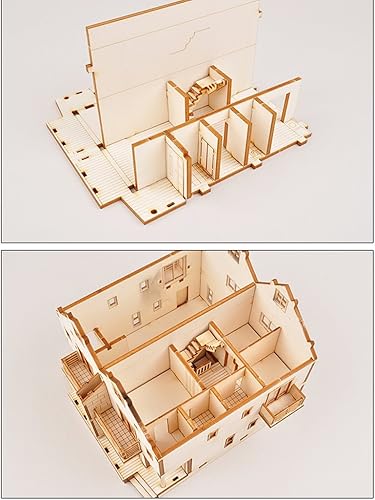 Miniatura 8 de [YOUNGMODELER] Kits de modelo de montaje de madera de escritorio (casa dúplex)