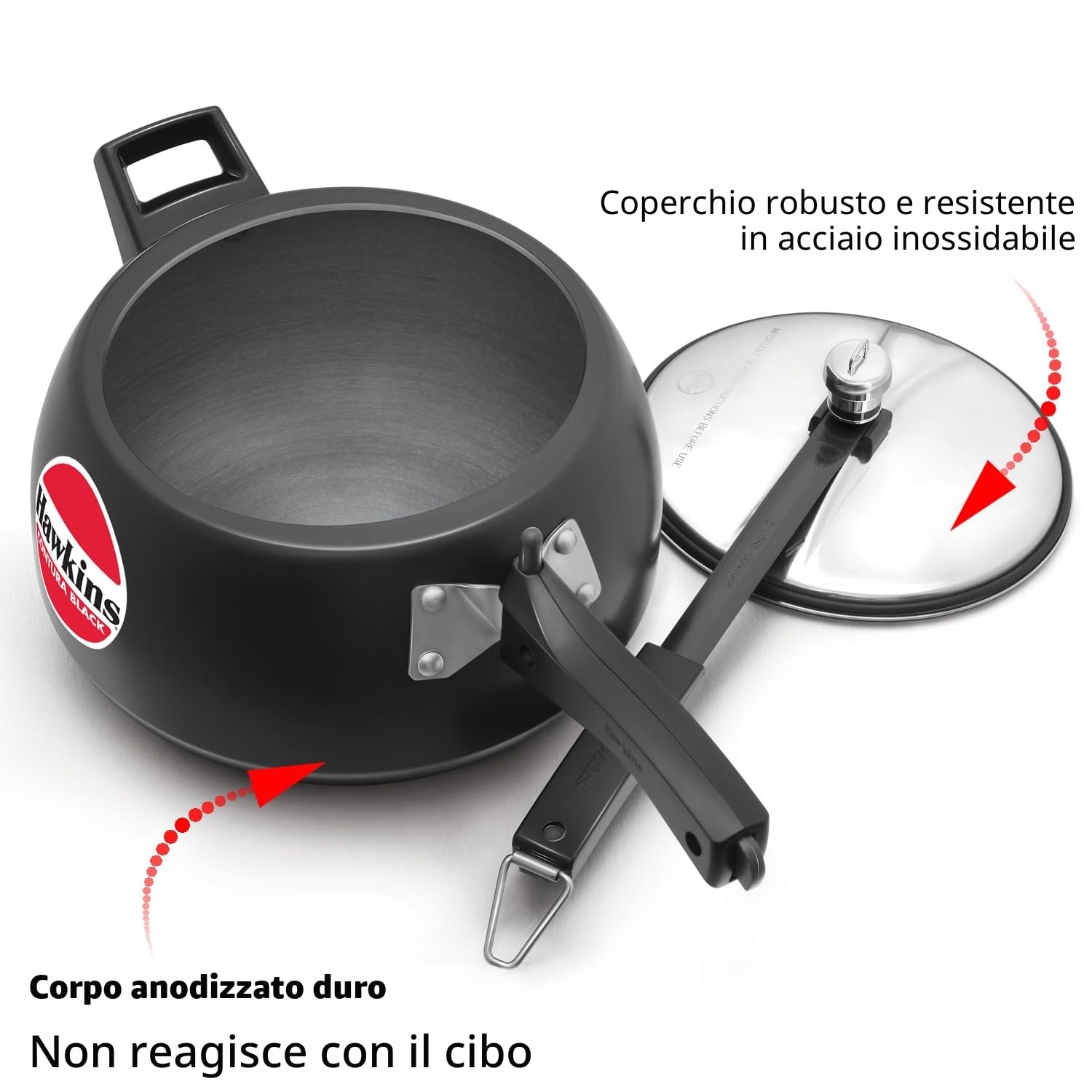 Hawkins CB40 Hard Anodised Pressure Cooker, 4-Liter, Contura Black
