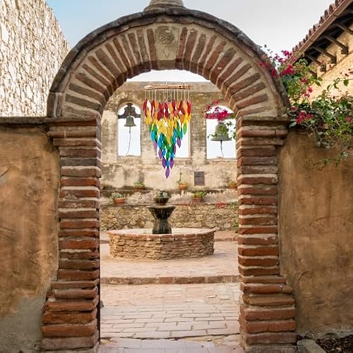 Wssbk Rainbow Fall Leaf Wind Chime Dream Catcher Floating Wood Hanging Outdoor Teak Dreamcatcher Nordic Ornament Bedroom Garden Decor #TOP4