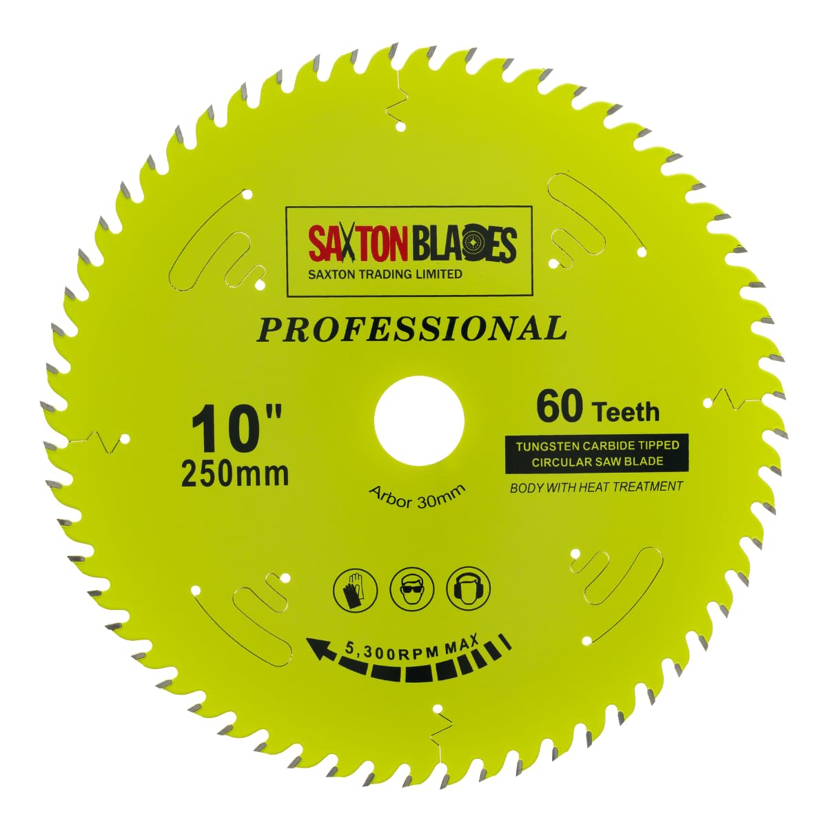 TCT25060TPRO Saxton Professional Range TCT Circular Saw Blade 250mm x 60T x 30mm Bore, 16, 20, 25mm Reduction Rings Compatible with Bosch Makita Dewalt etc