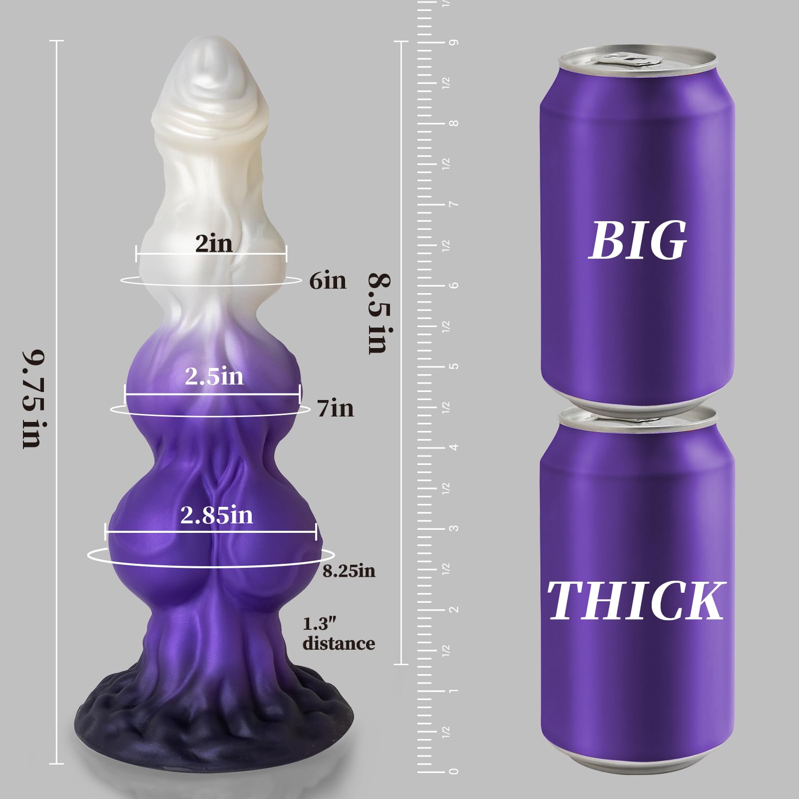 9.75" Big Knot Monster Horse Dildo - Huge Thick Dragon Fantasy Dildo with 3 Dog Knots, XL Large Girthy Anal Butt Plug Trainer with Strong Suction Cup, Adult Sex Toys & Games for Men Women Gay: Purple