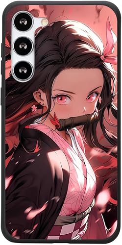 Funda para teléfono diseñada para Samsung Galaxy S23 FE Demon con Slayer Kamado Nezuko Póster Soft Black TPU goma a prueba de golpes funda