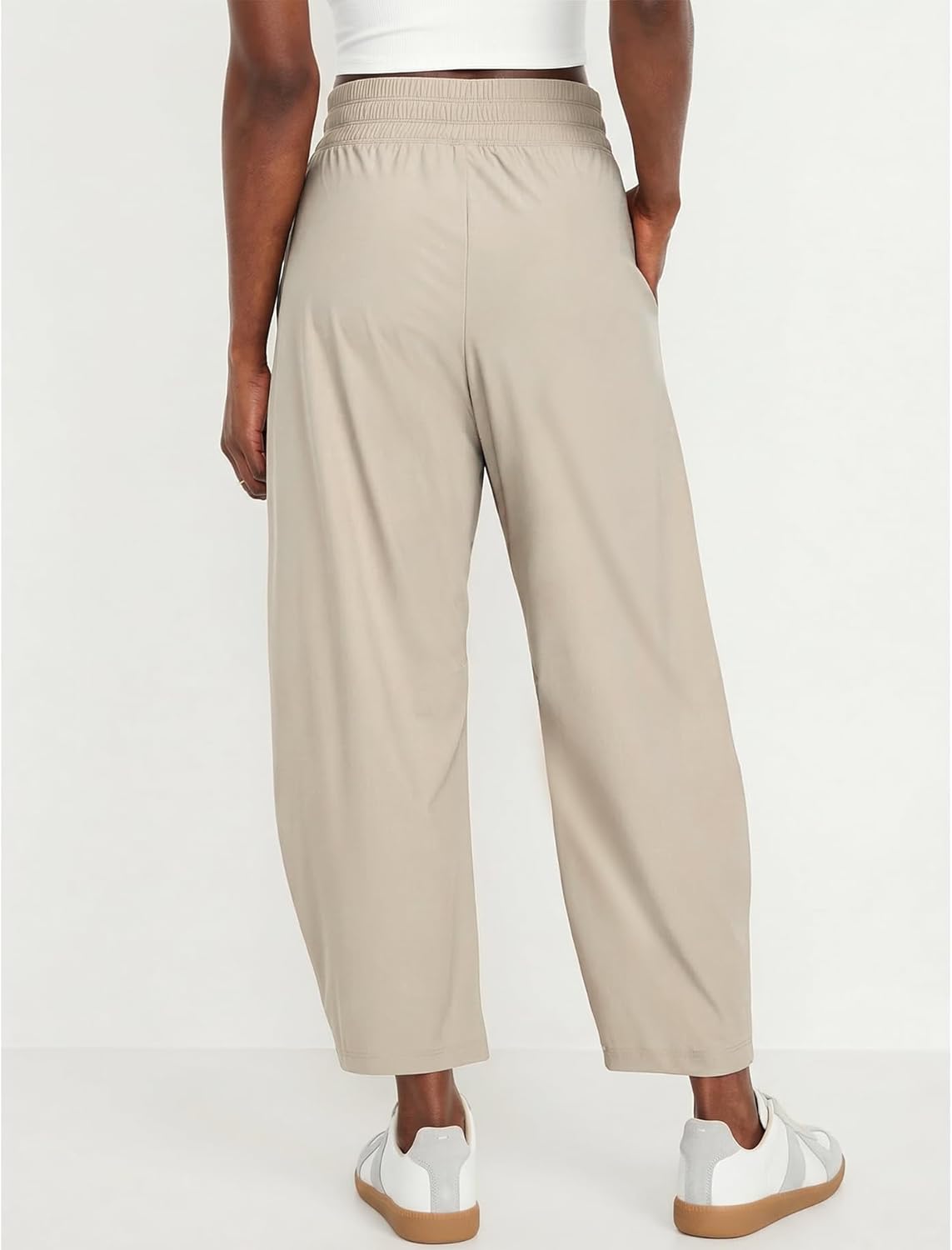 Barrel Pants Women Baggy Wide Leg Elastic Waisted Sweatpants Athletic Clothes Lounge Palazzo Trousers with Pockets(Khaki,M)