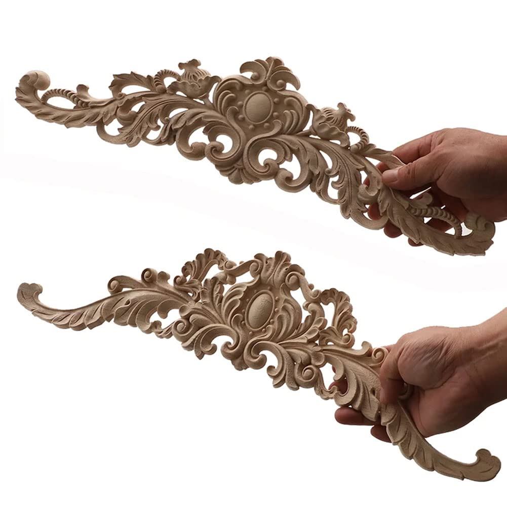 Hezhou Decalcomanie in Legno Decorative Applique in Legno Decalcomania di Intaglio del Legno per Mobili Armadi Pareti per intagliare decorativi vintage mobili per armadietti porte specchi telaio (M