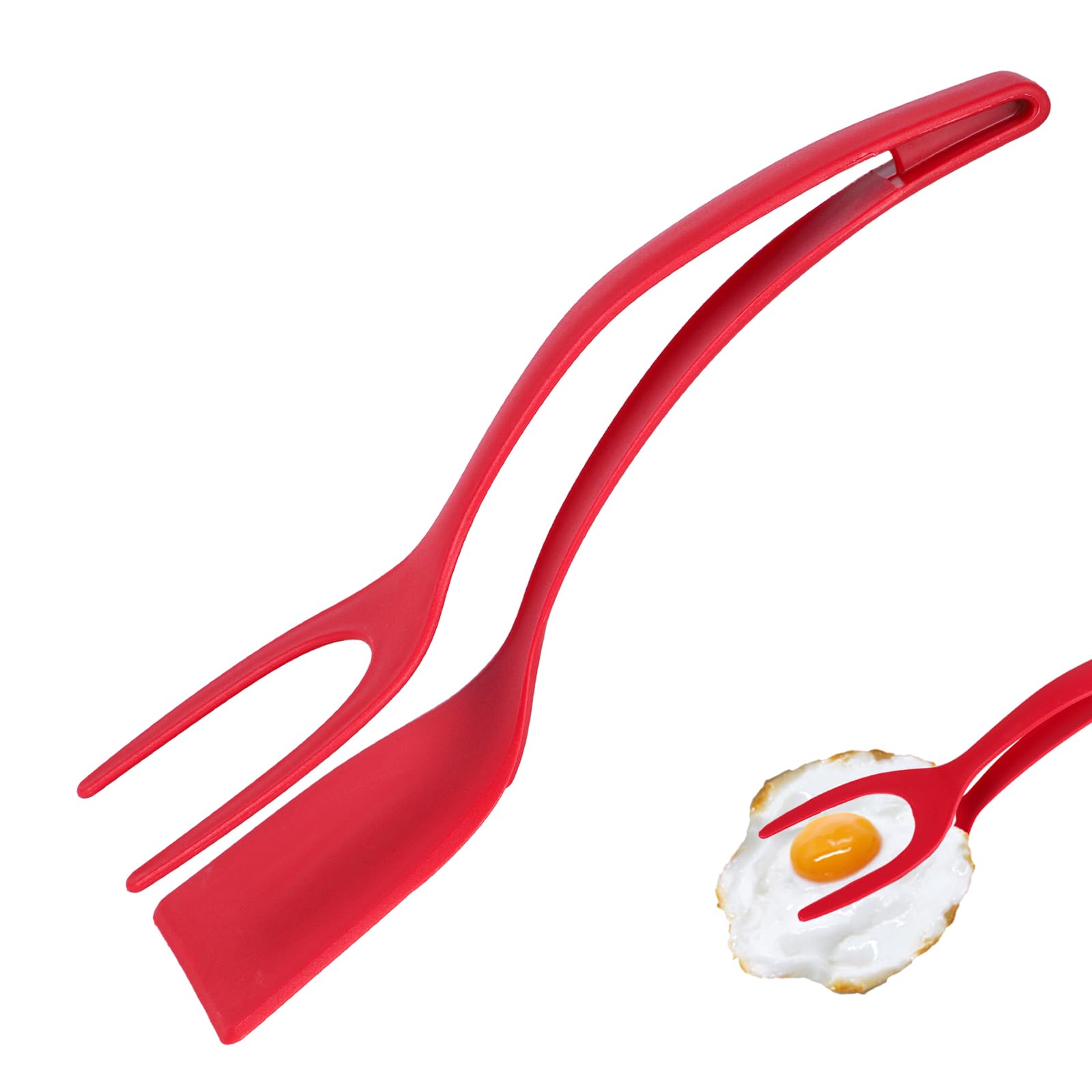 2 in 1 Egg Flipper Spatula, Grip and Flip Cooking Turners Tongs for French Toast Pancakes Fish Omelet, Kitchen Fried Eggs Making Tool for Cook Cooking Enthusiasts