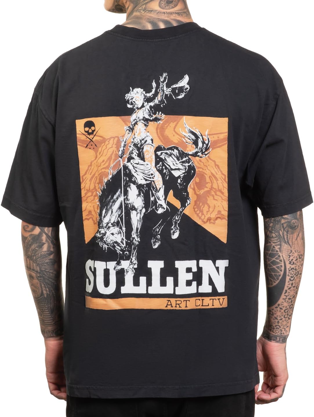 Sullen Men's Cowgirl Wild West Capsule Tattoo Lifestyle Graphic 1 Ton Heavy Weight Short Sleeve Tee