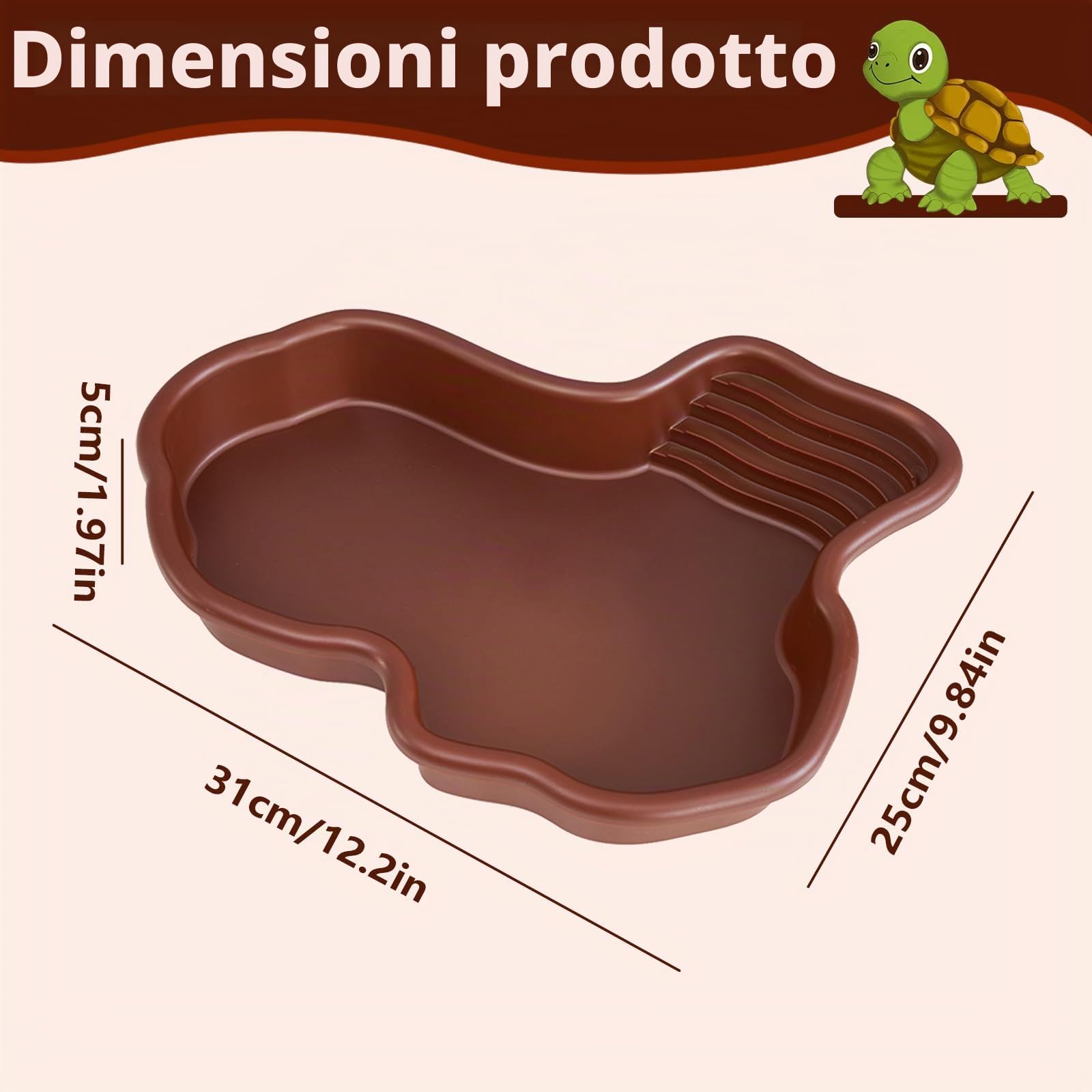 Vasca da bagno rettile, Ciotola per Tartarughe 31*25*5cm, Piscina da Bagno per Rettili, piscina per tartarughe di terra, Vasca da Bagno per Rettili per Tartarughe, Draghi Barbuti, Lucertole e Gechi