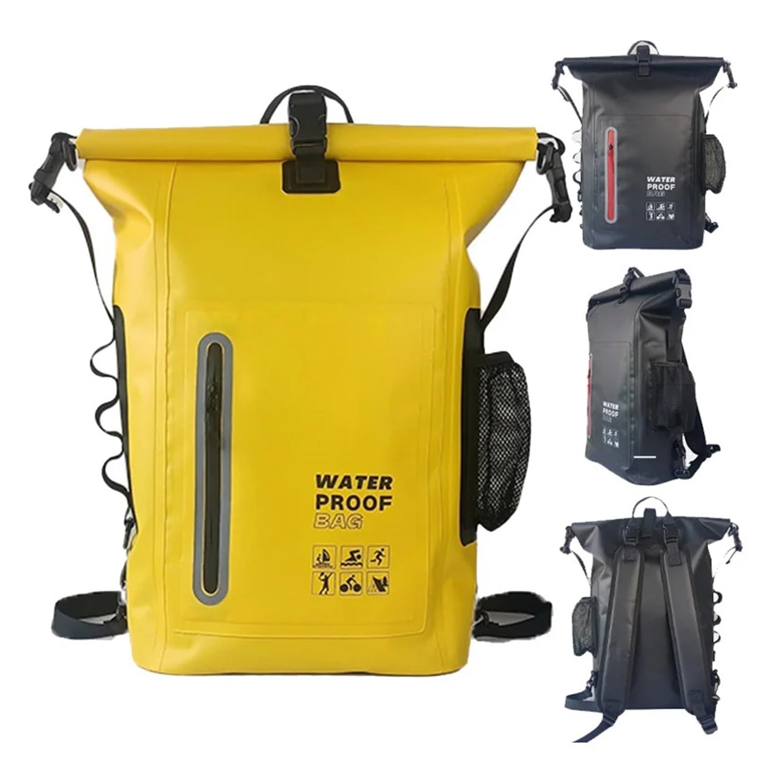 Sac étanche pour kayak - Sac à dos de natation - Grand sac à dos de randonnée en rivière - Épaule - Plage - Plongée - Rafting sec - Canoë - Sac de camping en PVC