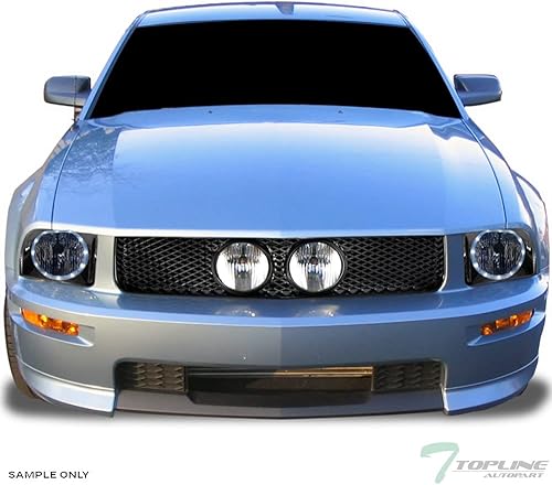Vista 2 de 7422441159155 Compatible con Ford Mustang GT 2005-2009 - Faros delanteros de carcasa de humo con halo LED + rejilla de parachoques delantero