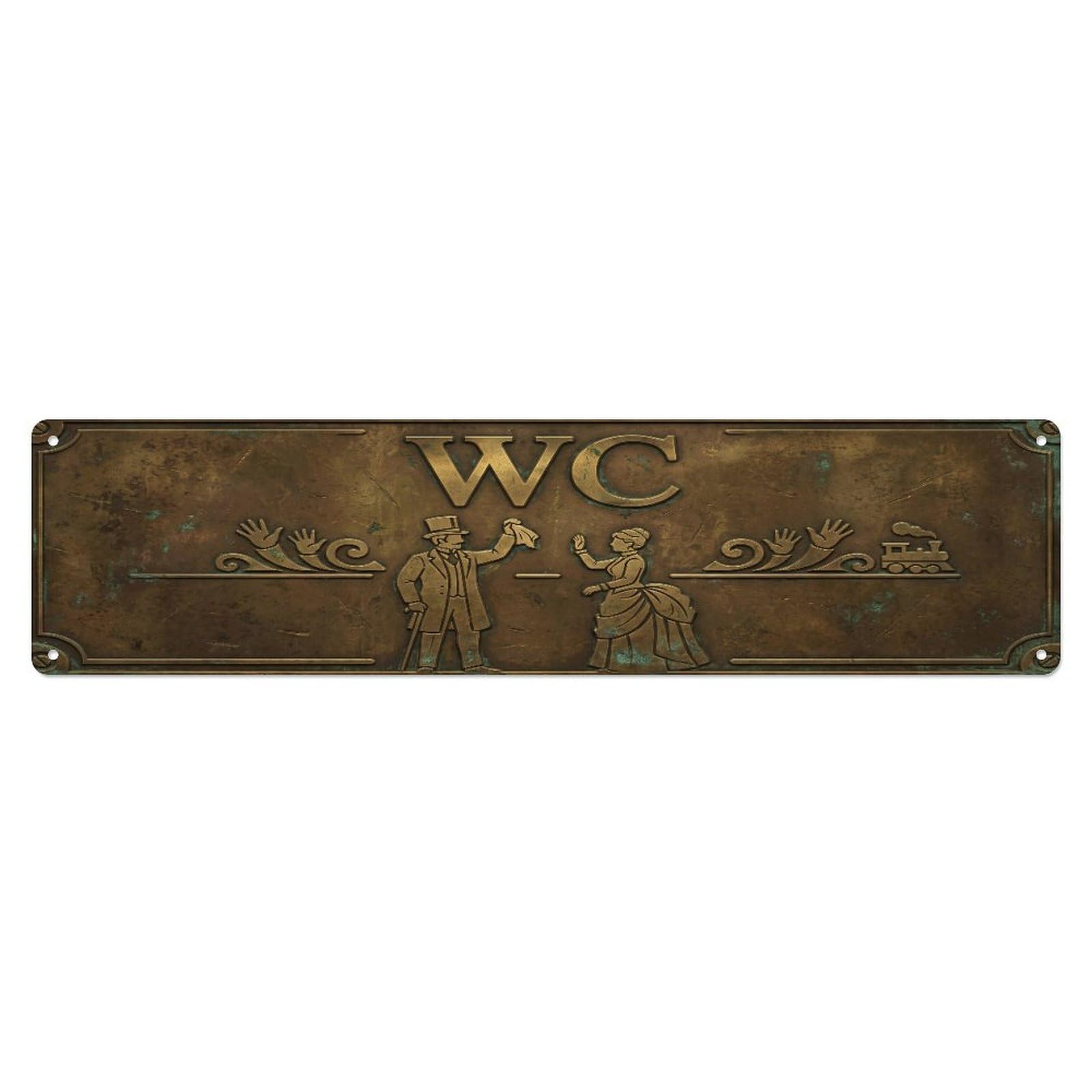 Tgrcjimh Style Metal Tin Sign Vintage Victorian Decor Wc Toilet Exit