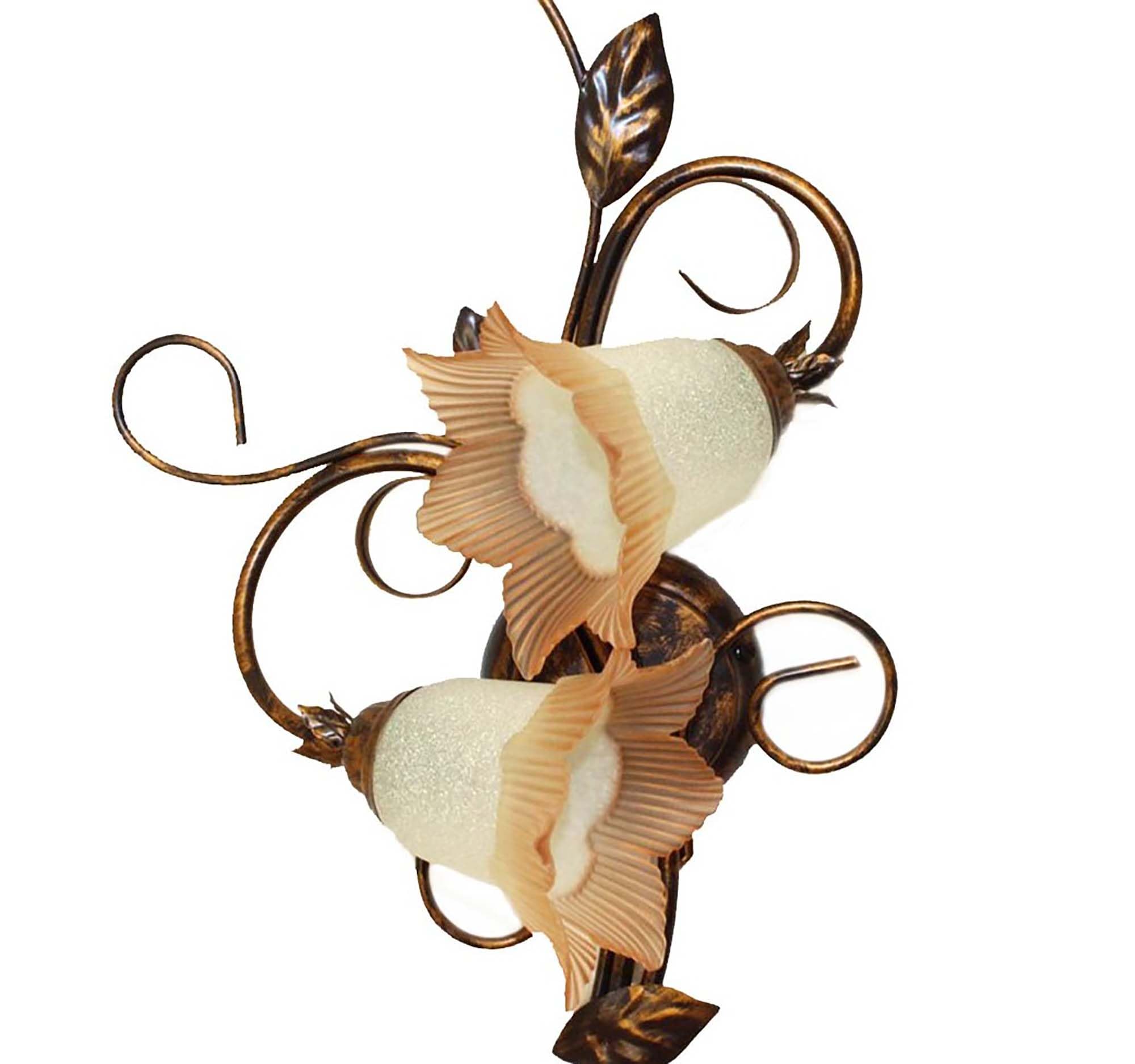 Generico Applique classico in ferro battuto 2 luci Trilly per salotto, soggiorno, sala da pranzo, ingresso, corridoio, camera da letto,
