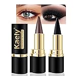 Kaely 2Pcs Black Brown Gel Eyeliner Pencil, Natural Black Eyeliner Cream for Waterline, Long Wear Crayon Eye Liner Waterproof Smudge Proof, Smokey Eye Eyeshadow Palette Gothic Halloween Makeup Set