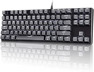 VELOCIFIRE M87 Mac Layout Mechanical Keyboard, 87-Key with Tactile Brown Switch, and LED White Backlit, Compatible with Mac (Black)