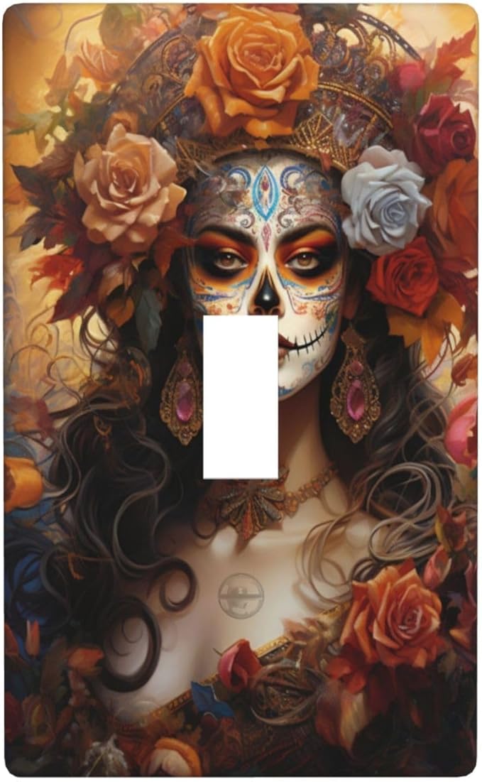 Day Of The Dead Rose Sugar Skull Wall Plate 1 Gang Light Switch Covers Decorative Switch Cover Electrical Switch Plate
