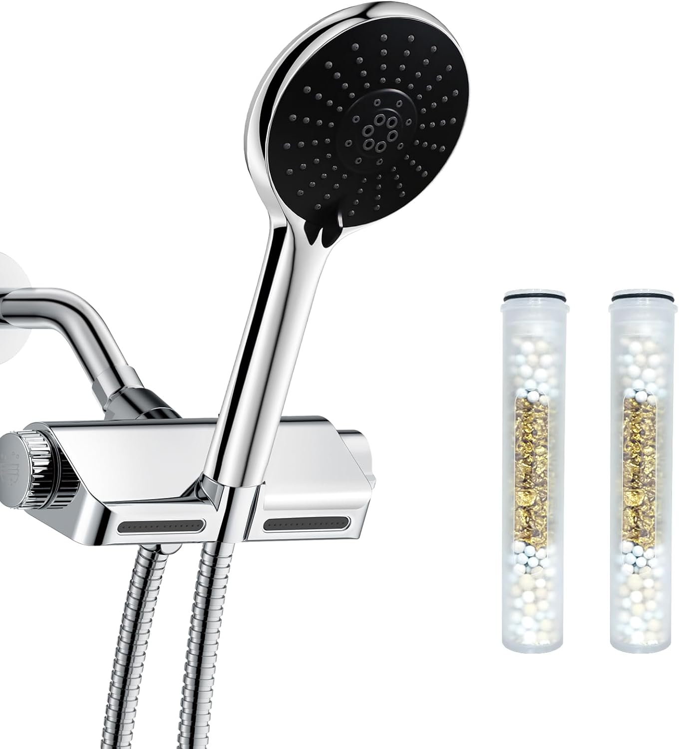 HOPOPRO Filtered Shower Head with Handheld Combo, Bundle with 2-Packs Replacement Filter Cartridge