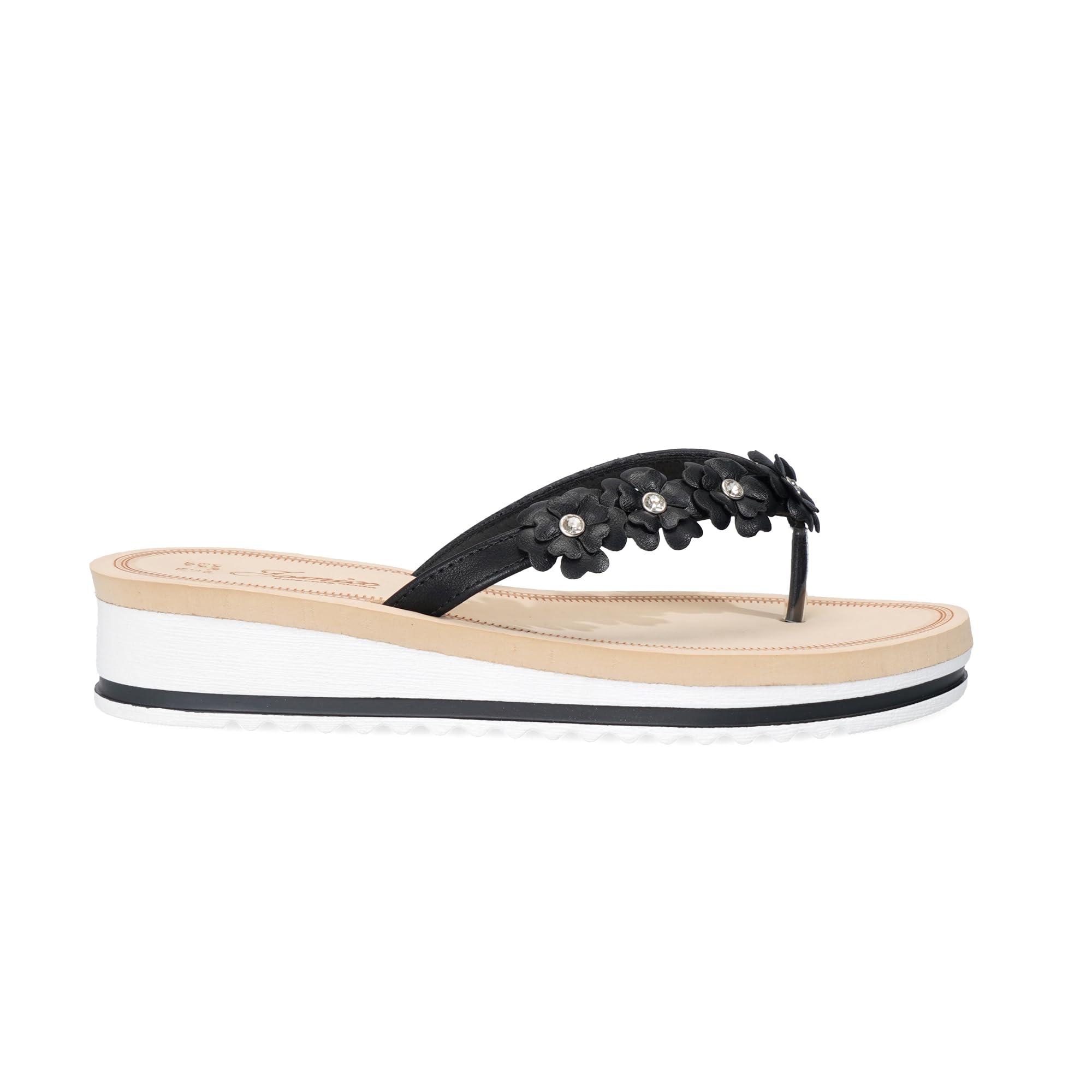 JOMIX Chanclas Mujer con Cuña Verano Sandalias de Piscina con Flores Calzado de Playa Elegante y Cómodo de Material Sintético Plataforma para Vacaciones y Casa