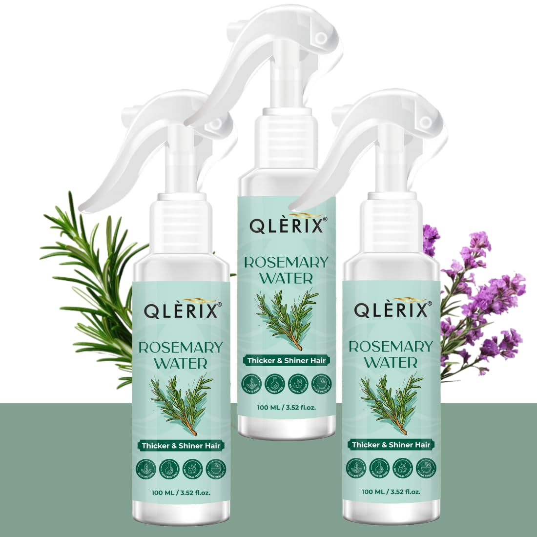 QLERIX Rosemary Water Spray Mist | Hair Growth & Fall Control | Anti-Frizz | Unisex Adults (300 ML)
