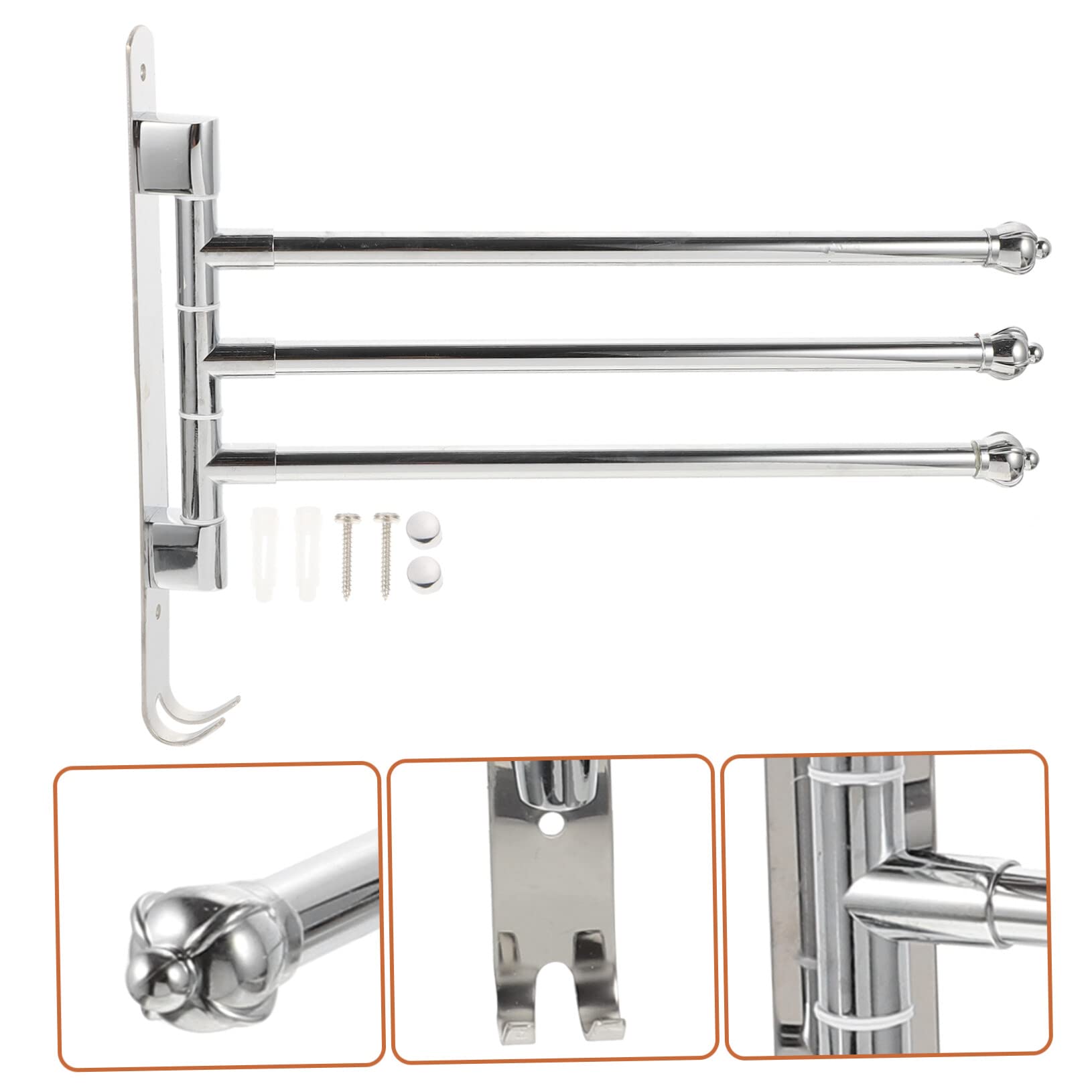 BQQQ Appendiabiti Girevole in Acciaio Inox per Cucina, Bagno, portasciugamani Girevole in Argento con Asta, portasciugamani in Metallo