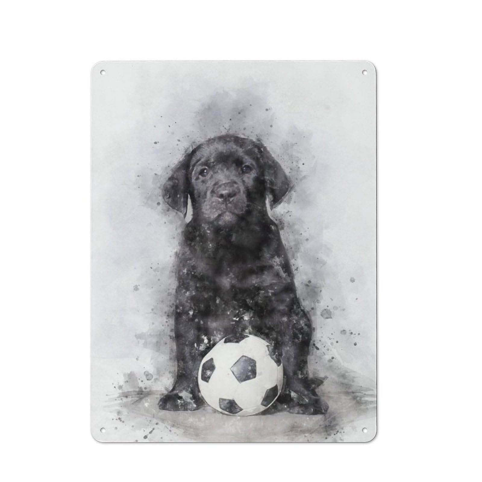 Junmoney Lab Footballer Garage Style Decorative Metal Plaque 40X30cm, Garage Wall Decor For Workshop, Basement, Shed Or Games Room