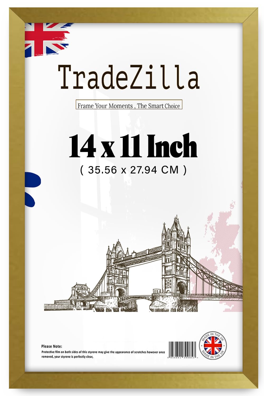 TradeZilla | Frame for Poster Collection (35.56 x 27.94 CM) Minimalist Wall Decor Perfect for Living Room- Portrait & landscape display 14 Inch x 11 Inch [ Gold ]