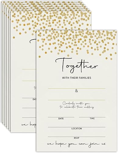 Invitaciones de boda de puntos dorados, kit de invitación de fiesta de boda con confeti dorado, suministros para fiestas y recepciones, invitaciones