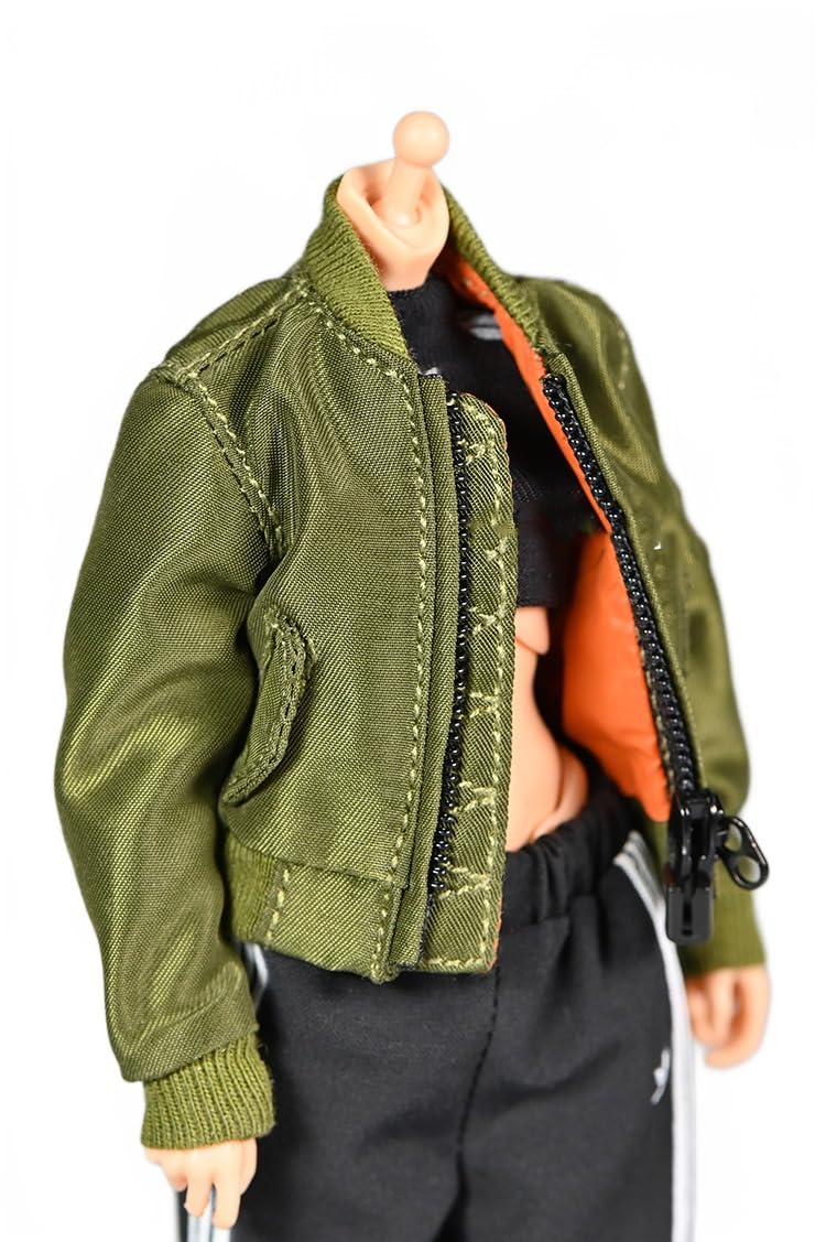Veste d'aviateur pour scène diorama figurine 15 cm blouson vert miniature 1/12