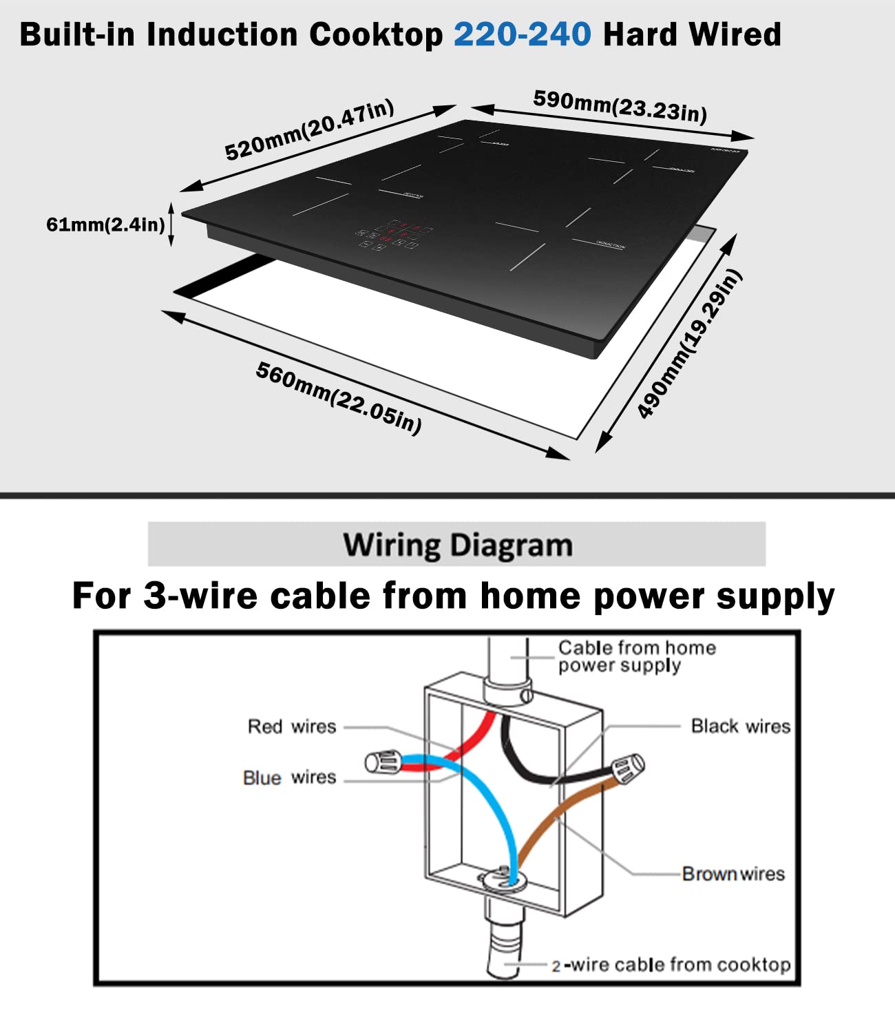 Karinear 24 Inch Induction Cooktop 4 Burner Electric Cooktop, Dropin