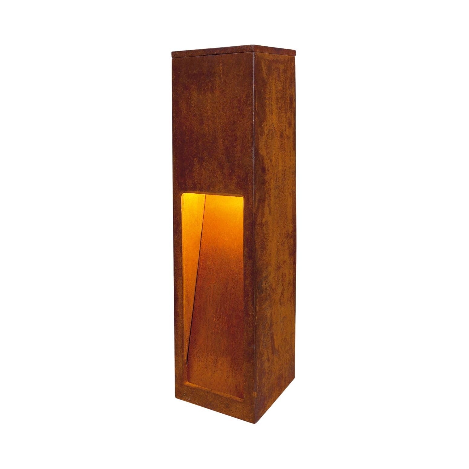 SLV RUSTY SLOT 50 lampe sur pied extérieure E27 acier rouillé FeCSi IP44 L12xP12xH50cm – éclairage décoratif indirect pour jardin, terrasse, allées – style unique, ampoule non incluse