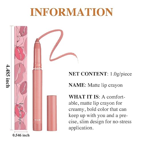 Miniatura 6 de SUAKE Matt Nude - Juego de lápices labiales de 3 colores, lápices de lápiz labial mate suaves a la humedad de larga duración con sacapuntas