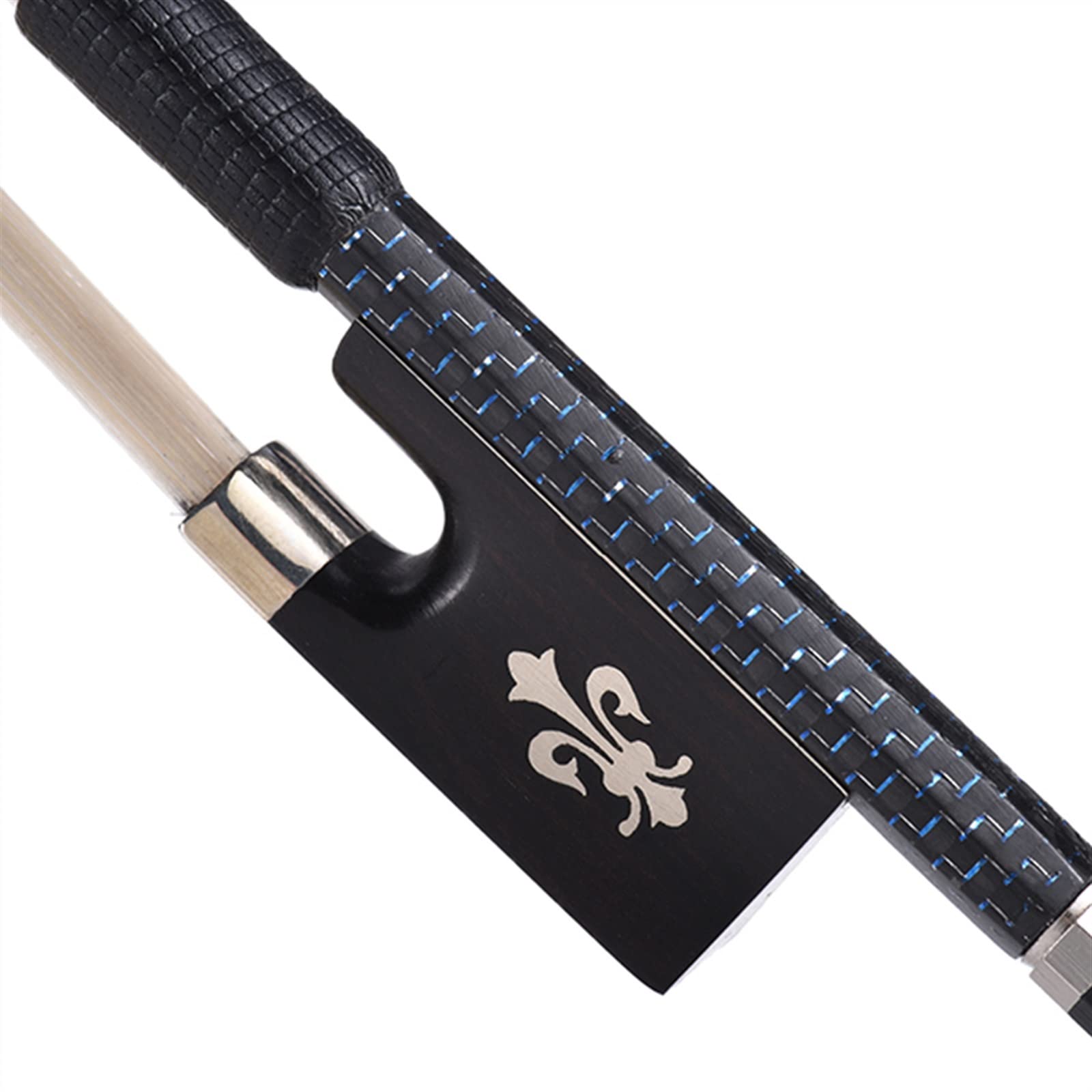 TSTS Caron Fibra Azul Trenzado 4/4 Violín Arco Fibra De Carbono Palo Redondo Exquisito Crin Ébano Cuerdas Bien Equilibrado Principiantes Arco violín