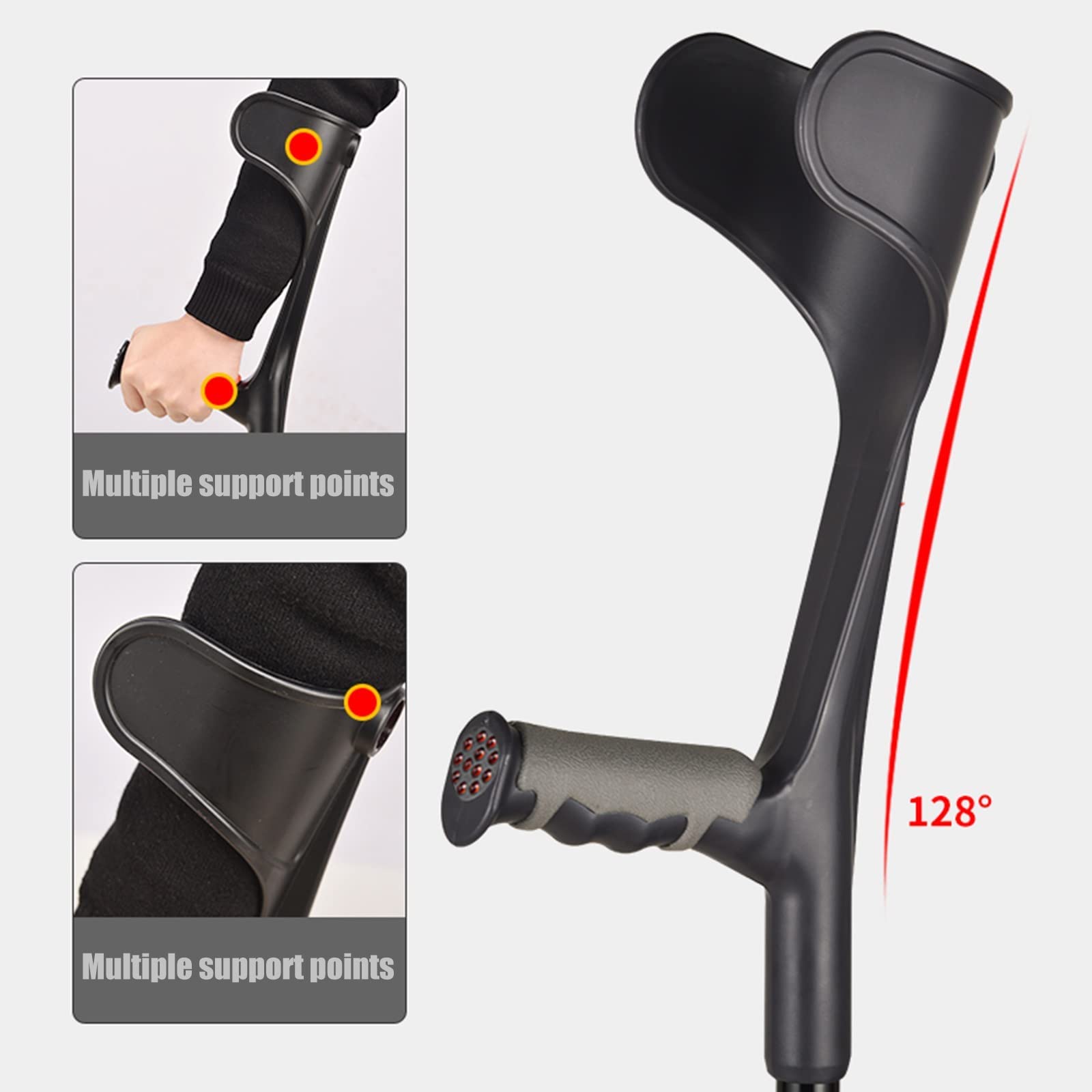 Muletas de antebrazo para Adultos, Altura Ajustable de muletas Abiertas de Altura Abierta, Palo de Aluminio Plegable liviano, para Adultos y niños con Alturas 4'7" - 6'1" Es Tan