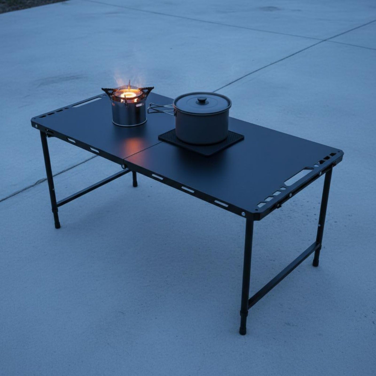 Gralara Mesa Táctica Plegable Resistente Mesa de Camping de Acero Al Carbono Impermeable para Campistas, S, Ajustable Mejorado