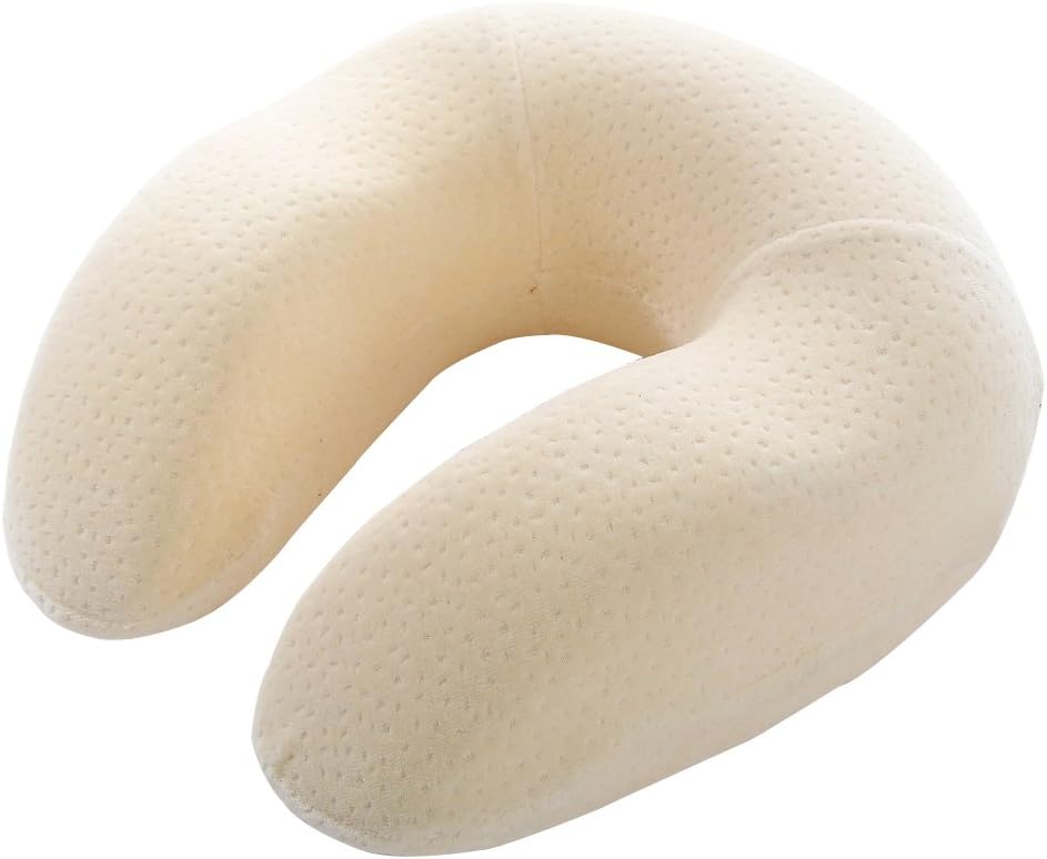 cottile Memory Foam Neck Pillow for Travel and Office Use(Ivory)