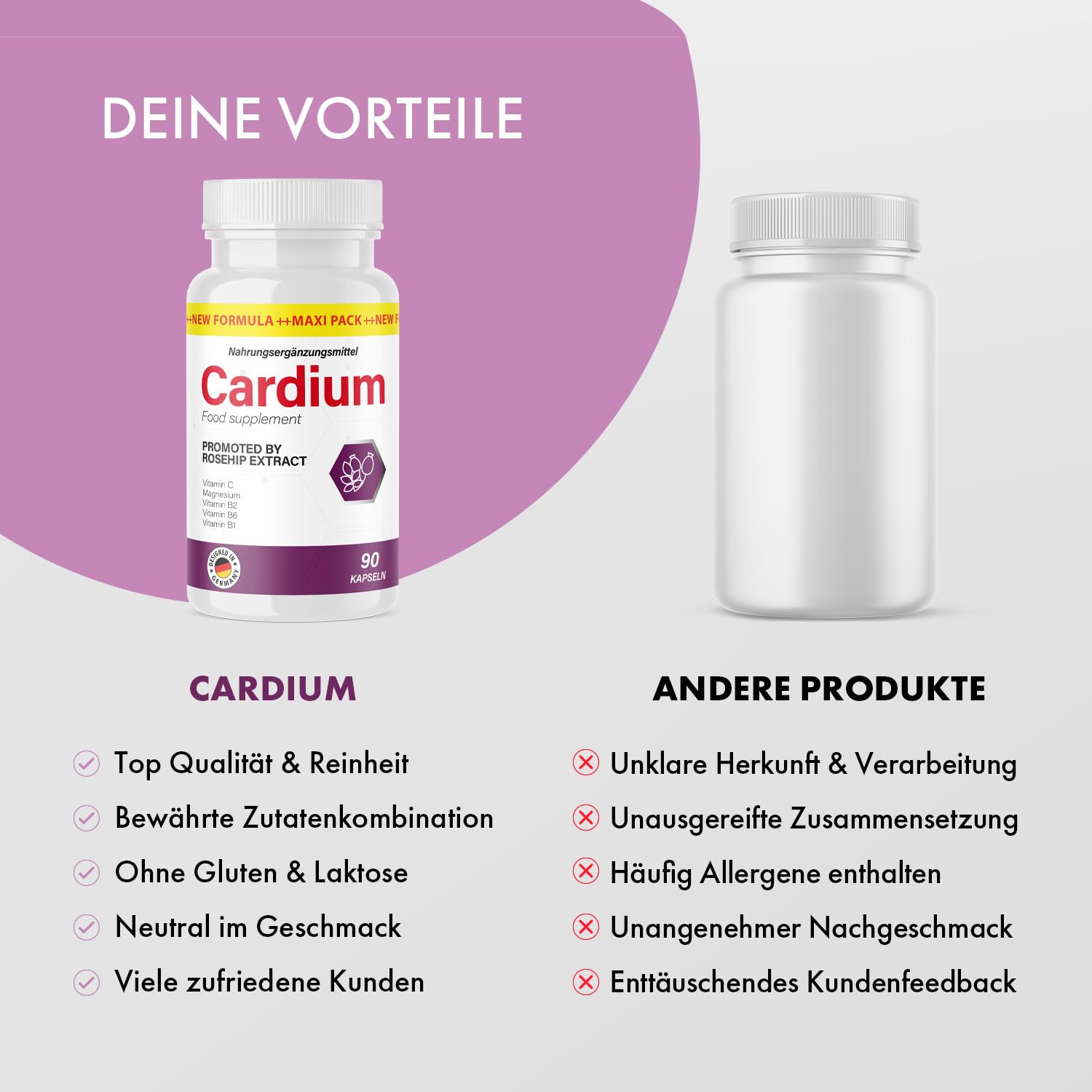 Cardium Kapseln | Reich an Vitaminen & Mineralstoffen | 90 Kapseln 5x