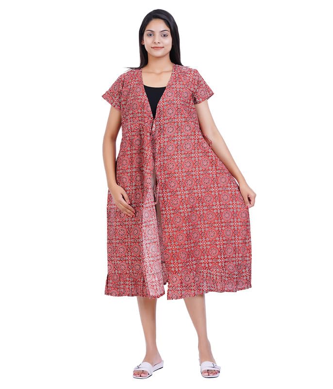 Image of MENMAII Wrap Dress [Size - L- 4XL ] - Full Open Multipurpose Night Gown -a Kind of Adaptive Clothing with Pocket for Women