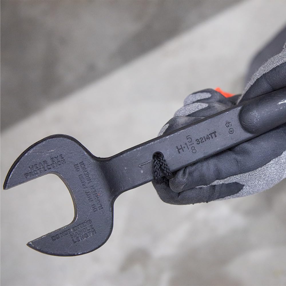 Klein Tools 3214TT Clé à molette de construction avec trou d'attache, ouverture nominale de 3,8 cm, boulon de 1,9 cm pour écrou lourd américain