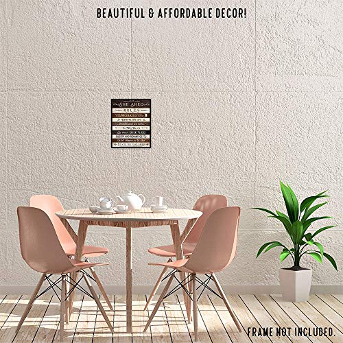Farmhouse Style She Shed Rules Humor Art Prints, 1 (8x10) Unframed Photos, Wall Decor Gifts Under 15 for Home Office Kitchen Babe Cave Woman Girlfriend Crafts Sewing Knitting Scrapbook Whimsical Fan - Image 5