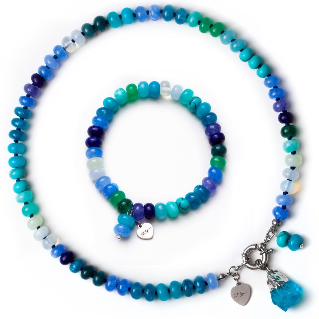 Set Gioielli Donna – Collana e Bracciale con Pietre Naturali Colorate, Regalo per Mamma, Figlia o Amica, Stile Boho Artigianale