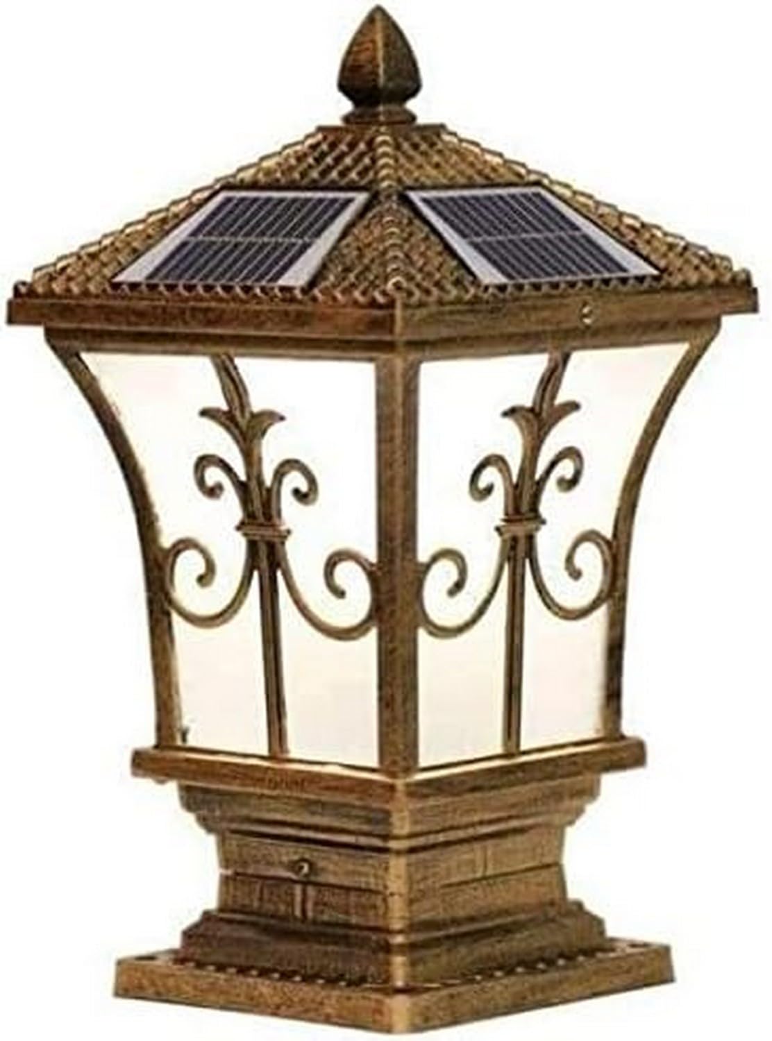 Lampa ogrodowa Zewnętrzna wodoodporna lampa piętna LED Solarna słupek Lampa kolumnowa Odlewany szklany klosz Kwadratowa brama Lampa na filarze Balkon Trawnik Nawa ogrodowa Weranda Podwórko Ulica Lampa