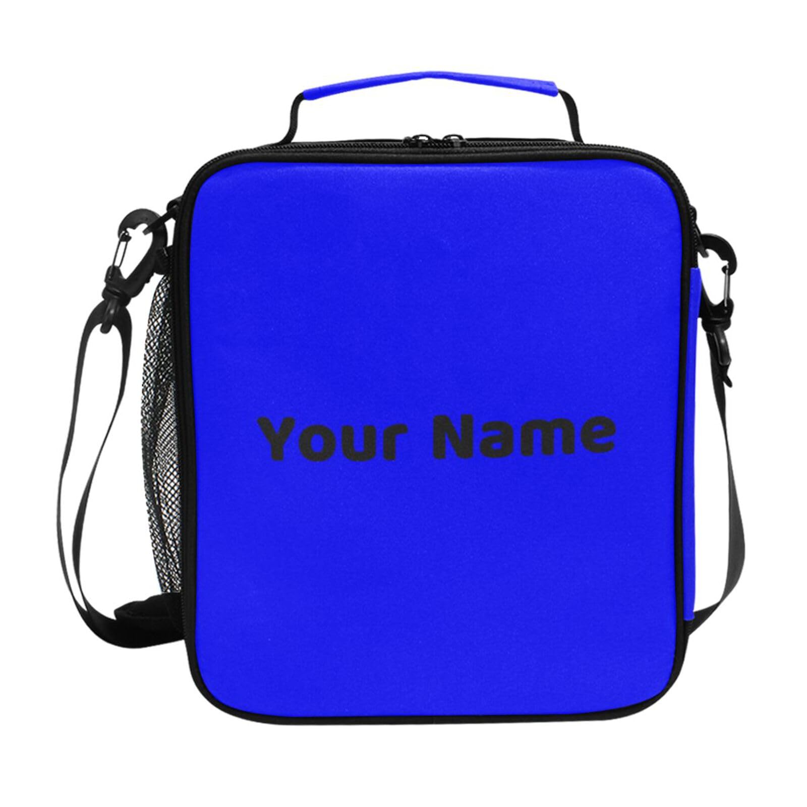 Custom Name Kids Lunch Box Blue Cooler Insulated for Boys and Girls, Lunch Bag with Shoulder Strap for School, Picnic Meal 20804