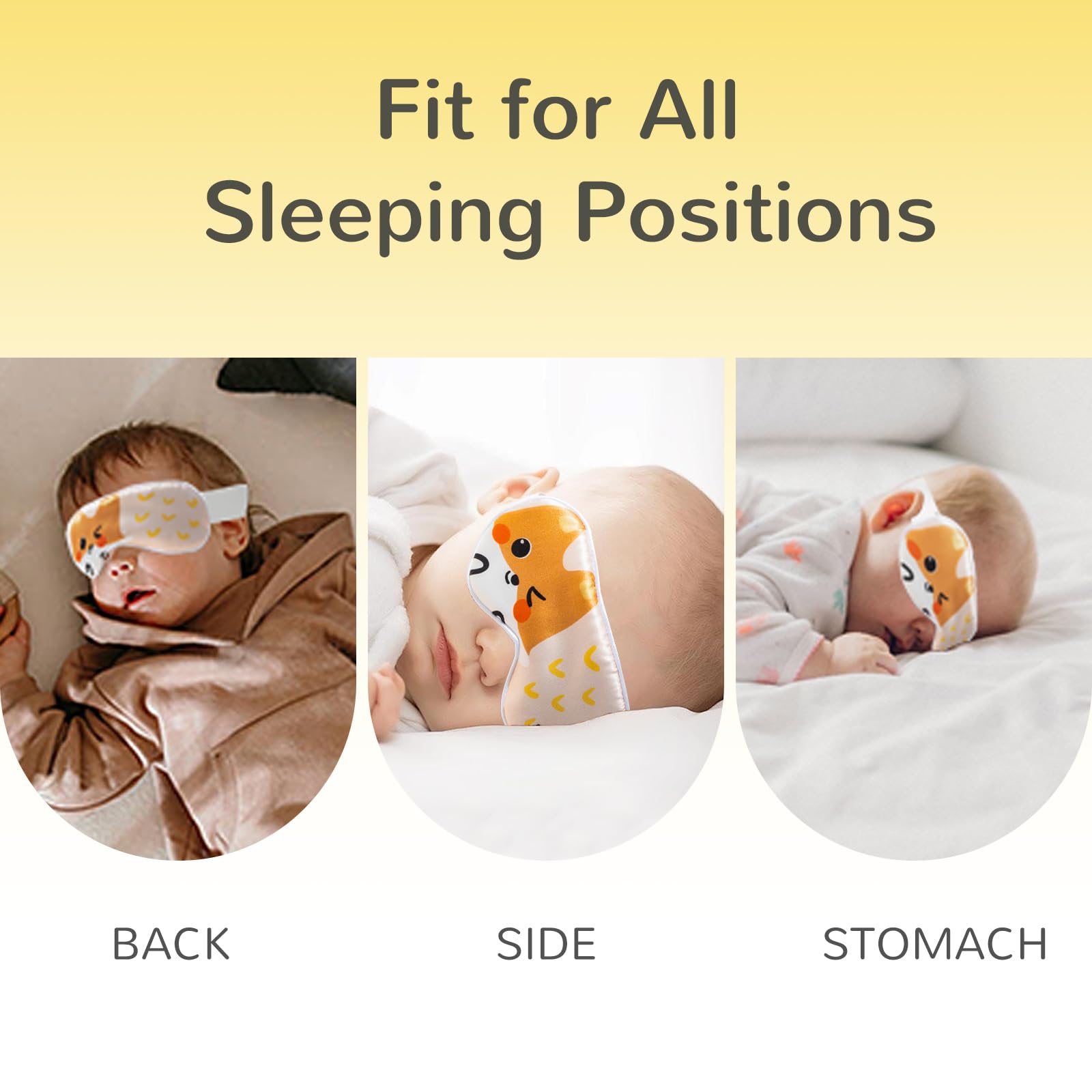 Masque de sommeil 100 % soie pour enfant, sangle Velcro extra large réglable, 100 % bloc de lumière, essentiel de voyage, pour avion et voyage en voiture. Masques pour les yeux pour enfants doux et