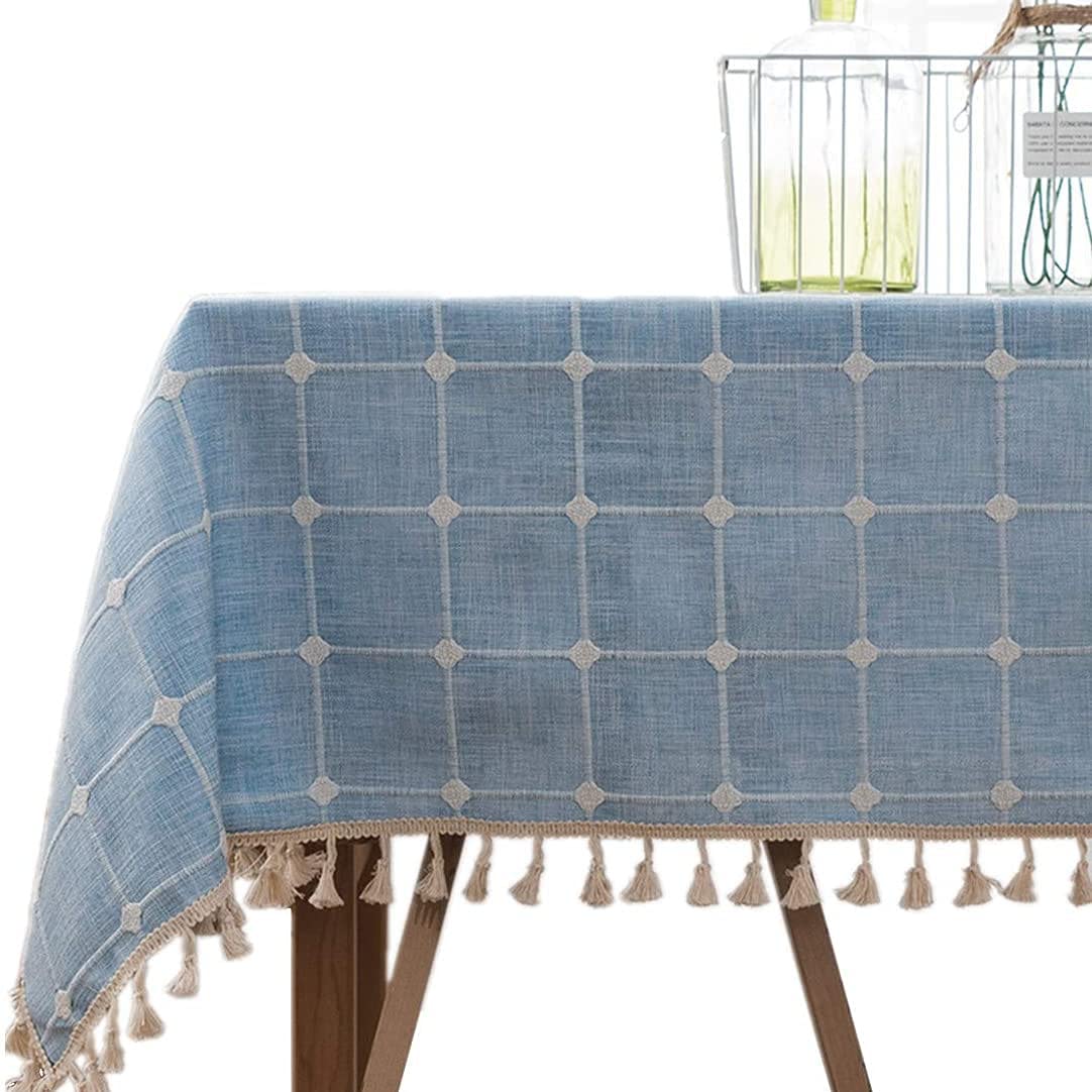 Nappe à carreaux rectangulaire lavable en coton lin de 240cm