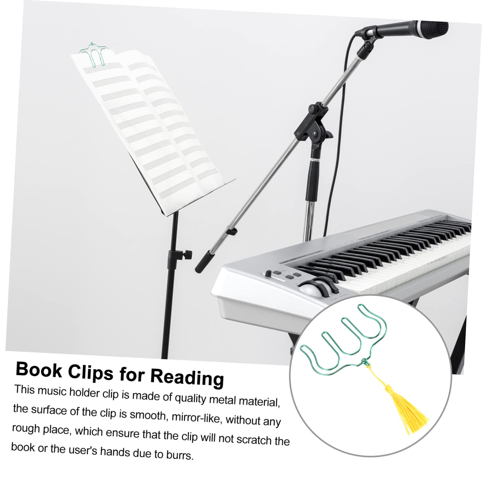 TOYANDONA 6piezas Soporte De Partituras De Música De Hierro Con Borlas Fijador De Páginas Para Libros De Música Clips Para Partituras De Piano y Guitarra